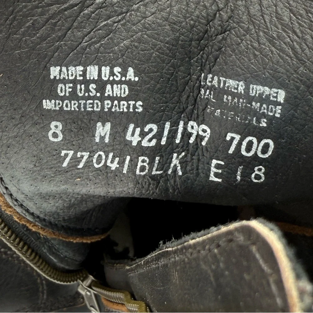 FRYE Black Leather Lace-Up Moto Boots Sabrina Sz 8 - Picture 11 of 12